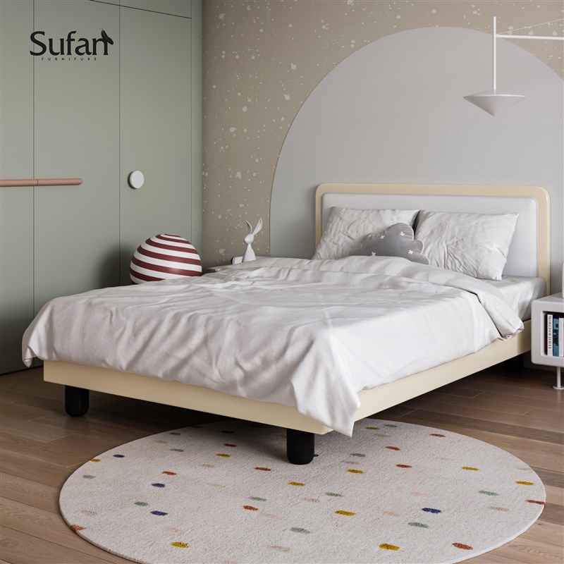 舒梵奶酪床/全实木儿童安全环保/齐边可拼床/简约次卧小户型床