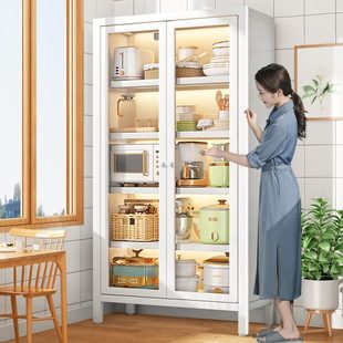 厂促双开门厨房置物架多层落地锅具储物架子多功能碗碟盘橱柜家用