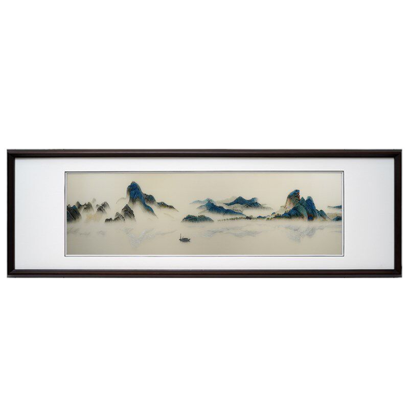 苏绣挂画千里江山现代纯手工刺绣精品刺绣餐客厅装饰艺术品画图片