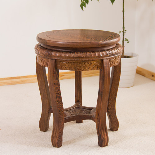 红木鸡翅木圆形瓶底座鱼缸盆盆景玉石头木头托架实木底座