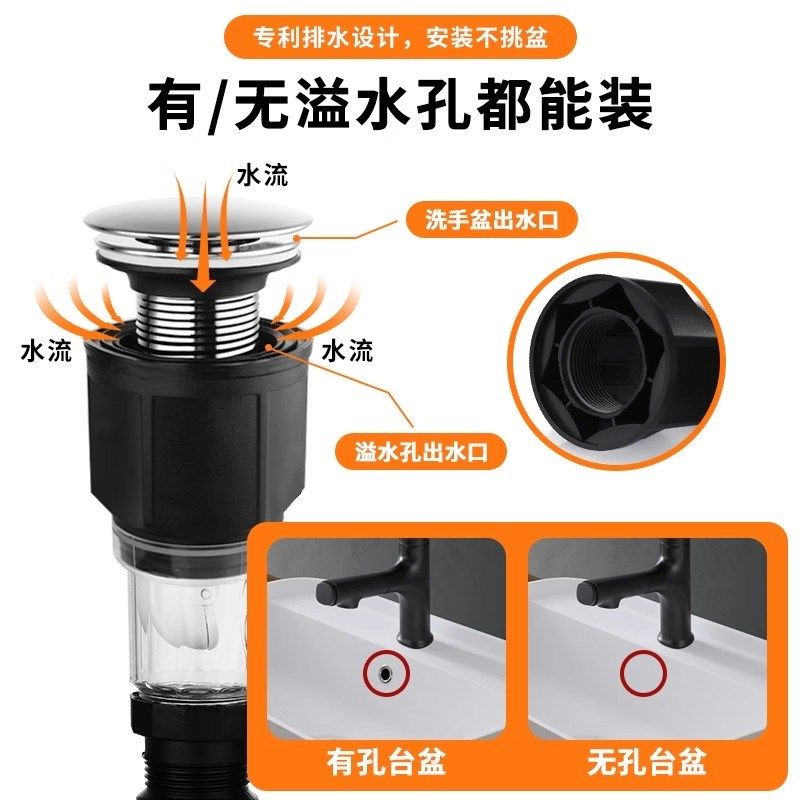 下水管洗脸洗手盆墙排式卫生间防臭防堵排水管通用全下水器