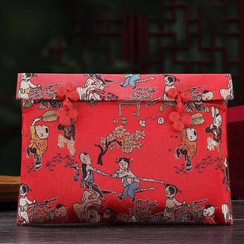 包邮礼金袋创意手工婚庆新年布艺结婚万元大红色包 利是封6万3万1