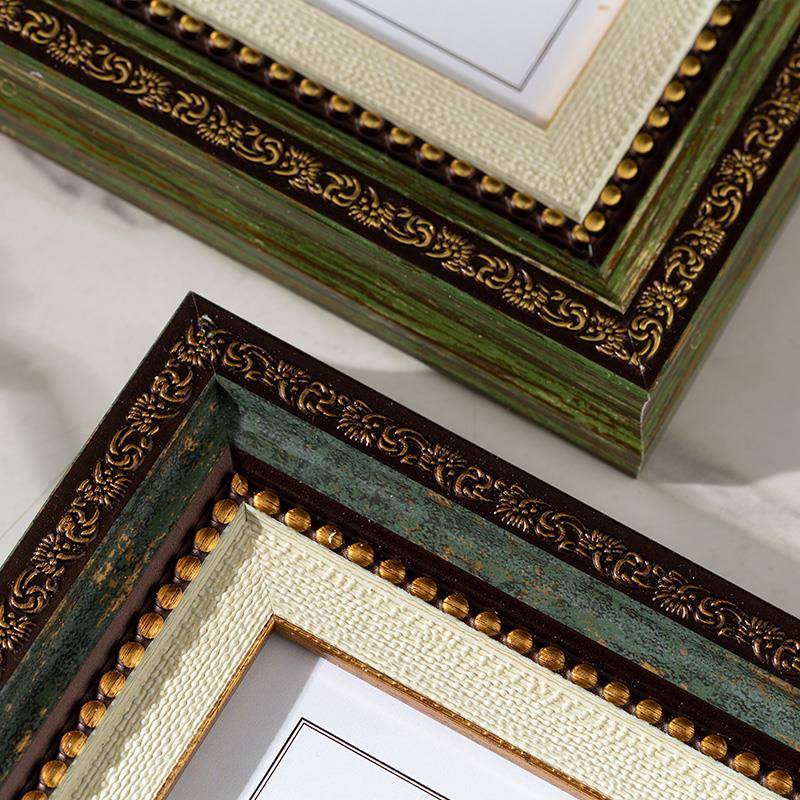 欧式覆古相框摆台怀旧5 6 7寸画 画框七寸桌面A4美式小摆件定制