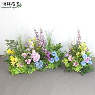 花艺道具 莫奈高端仿真地排花艺绢花婚礼现场布置订婚布置成品套装