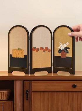 新中式绿色飞鸟屏风桌面摆件玄关柜茶桌家居装饰品客厅摆画礼品