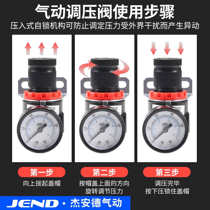 气动调压阀气压调节阀AR2000压缩空气减压阀BR3000气源处理器4000