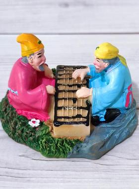 微景观中式人物摆件琴棋书画禅意山水盆景装饰古代造景diy小摆件