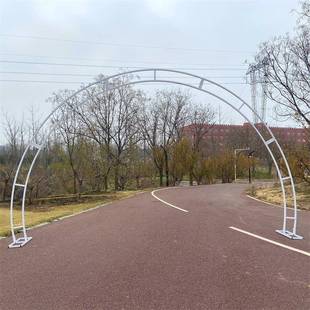 定制婚慶道具弧形拱門鐵藝半圓流星雨燈帶派對鐵架二環(huán)門拱門架子