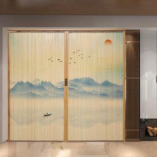 饰茶室遮阳新中日式 竹帘门帘家用折叠推拉门移门装 商铺客厅隔断帘