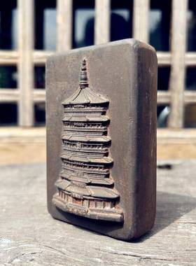 山西文创黑神话悟空取景梁思成手绘应县木塔砖雕小摆件文房镇纸