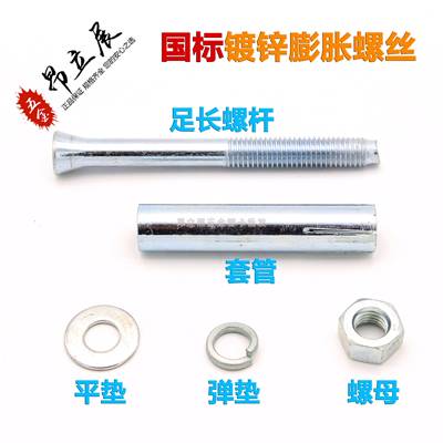 M8镀锌膨胀螺丝M10拉爆螺栓M12爆炸螺杆80胀管100吊装M6M8M10M12
