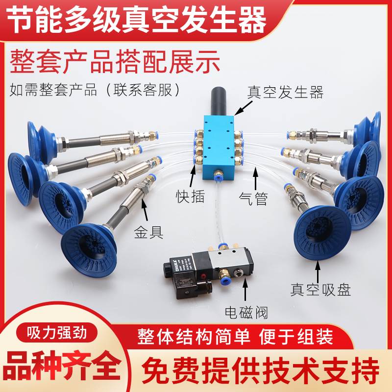 多级真空产生器大吸力VTM350集成式负压气动静音大流量工业产生器