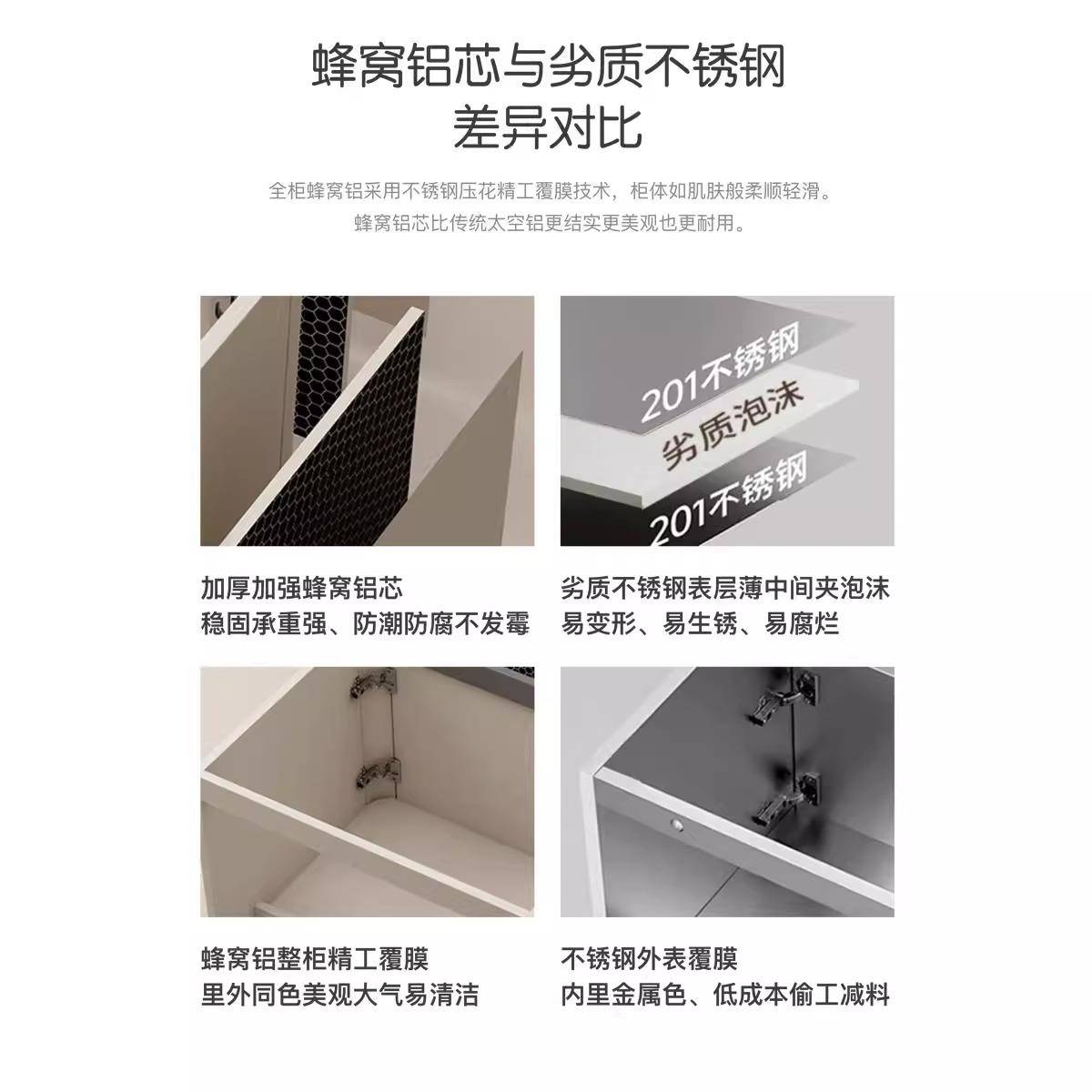 非标定制蜂窝铝浴室柜切角洗手盆柜组合陶瓷一体盆包管柜尺寸定制