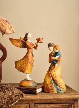 怀旧覆古田园人物艺术摆件玄关客厅电视柜小众高级感创意装饰品