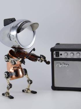 工业风格蒸汽朋克手工机器人台灯冥想装饰品装饰吉他大提琴小提琴