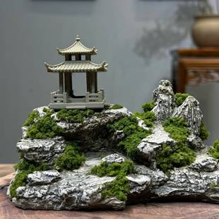 饰造景 春山远望桌面假山庭院博古架书房微景观装 新中式 覆古风格
