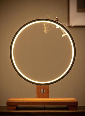 新中式德化白瓷站立像观世音菩萨像陶瓷南海观音家用装饰灯圈摆件