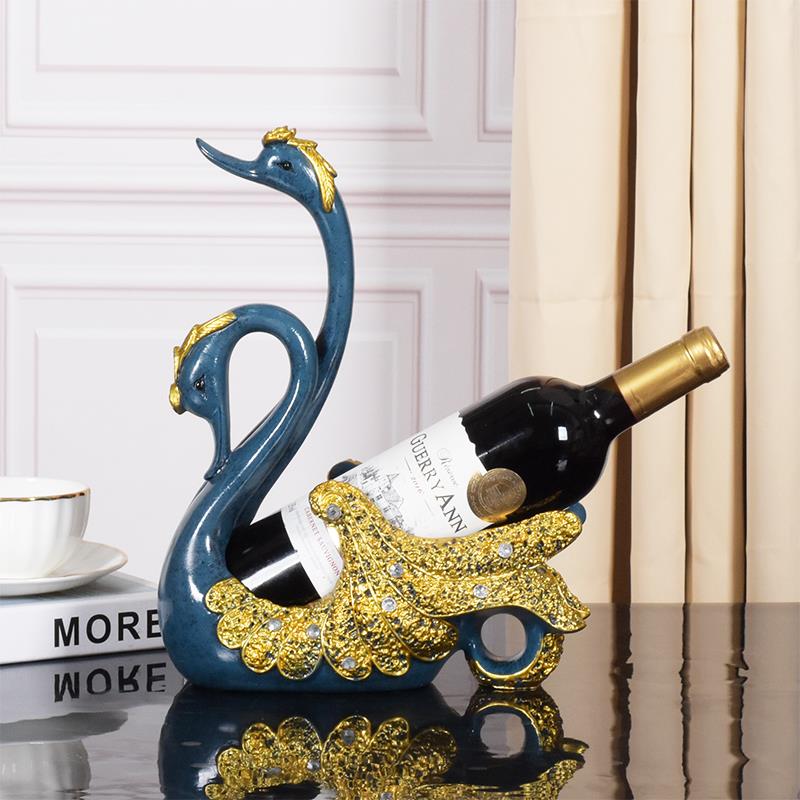 创意情侣天鹅葡萄红酒架摆件创意欧式客厅餐桌玄关酒柜装饰品礼物