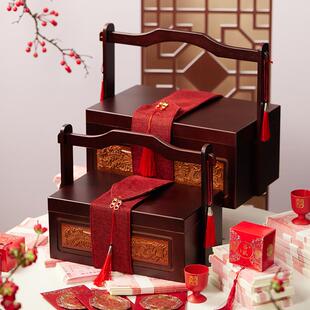 彩礼现金礼盒包装盒订婚结10/20万钱盒子高档提亲聘金实木礼金箱