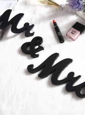 MR MRS白色实木字母摆件婚庆装扮用品婚房装饰结婚礼派对拍摄道具