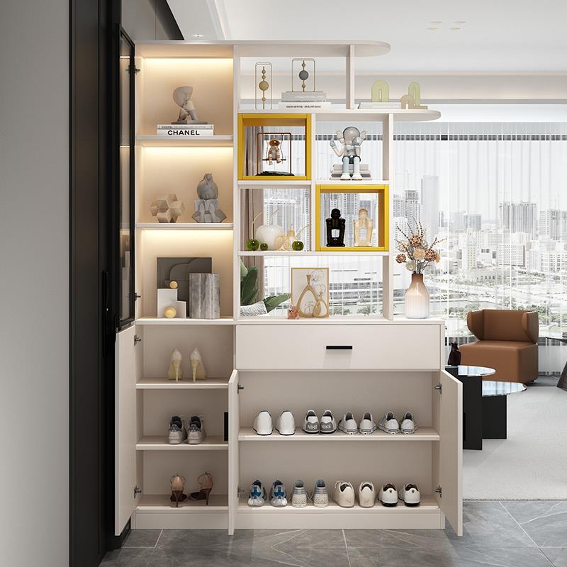 入户正对门玄关柜鞋柜靠墙一体2025新款实木客厅酒柜屏风隔断柜子