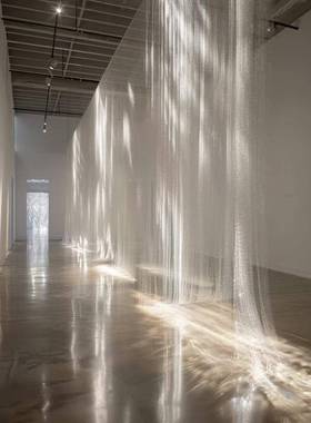 婚纱飘带纱布舞台吊顶装饰白色水光纱布背景纱布帷幕婚礼现场布置