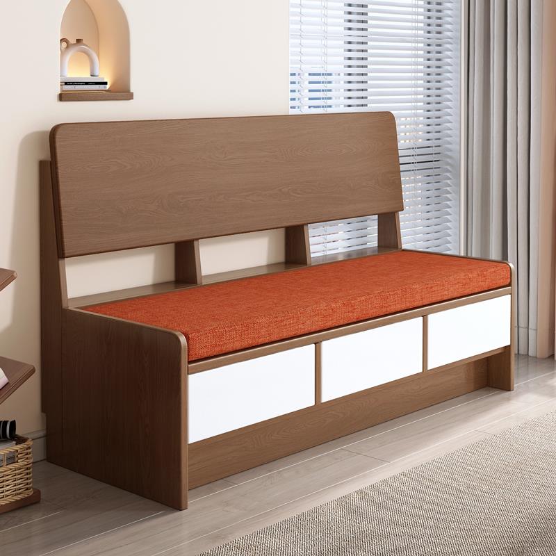 简约阳台沙发卡座餐桌家用小户型饭厅收纳柜组合实木软包转角定制