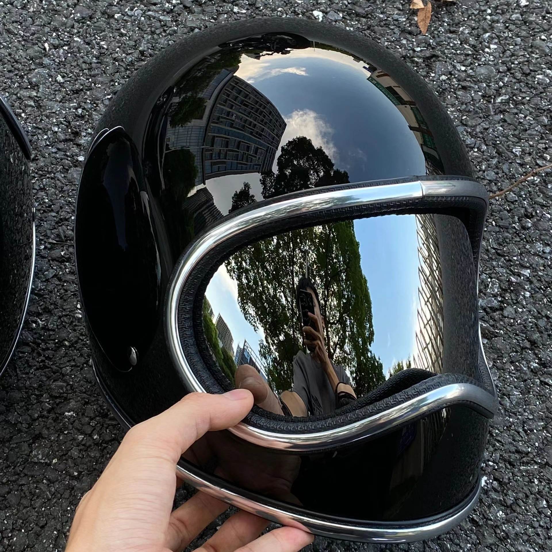 BornFree太空盔mini moto3内置镜片适配机车复古头盔风镜防风防尘