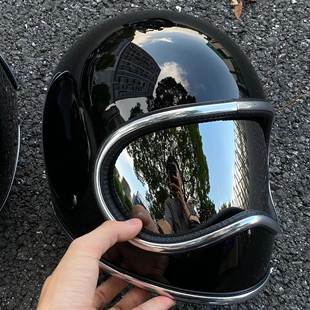BornFree太空盔mini moto3内置镜片适配机车复古头盔风镜防风防尘