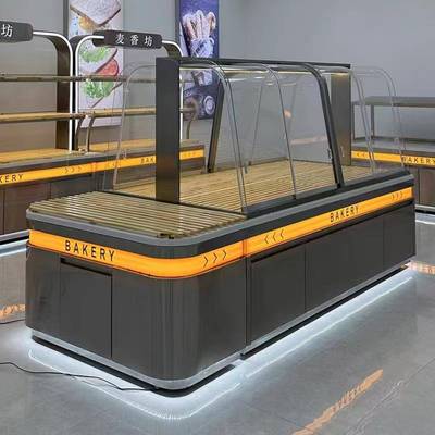 面包店展示柜蛋糕店货架糕点中岛玻璃柜子模型冷藏柜烘焙房边柜