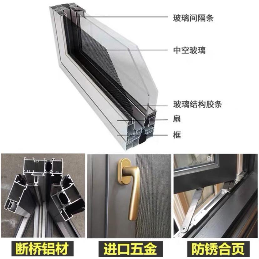 浙江宁波断桥铝门窗定制封窗封阳台铝合金平开推拉落地窗纱窗一体