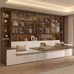 卡座沙发床书柜一体整墙客厅收纳柜多功能书橱定制满墙书柜储物柜