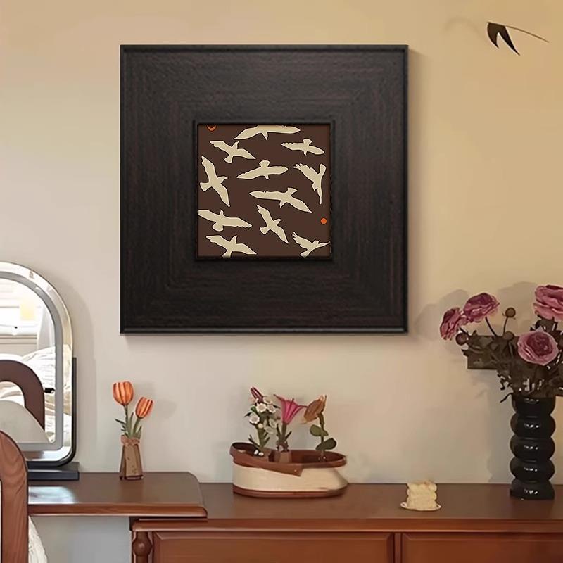 中古风客厅装饰画 画多巴胺小众艺术卧室床头挂画 画法式抽象饭厅