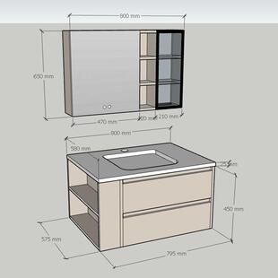 铝蜂窝定制浴室柜切角洗手盆柜尺寸定做陶瓷一体盆卫浴柜包安装