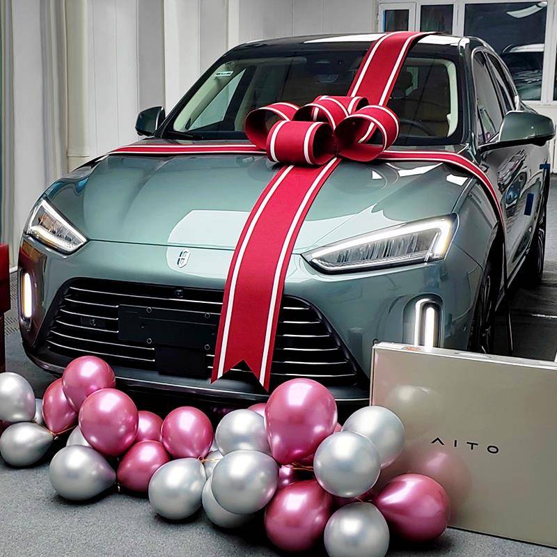 交车仪式蝴蝶结新车交付AITO双拼加长问界智享界提车大红花蝴蝶结