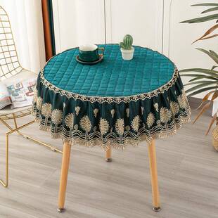 欧式加厚田园布艺圆桌布家用大小圆形餐桌咖啡桌办公会议桌盖布