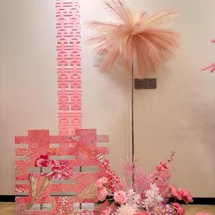 婚房结婚仿真芦苇烟花羽毛孔雀草立柱晨袍拍照背布置装饰套装客厅