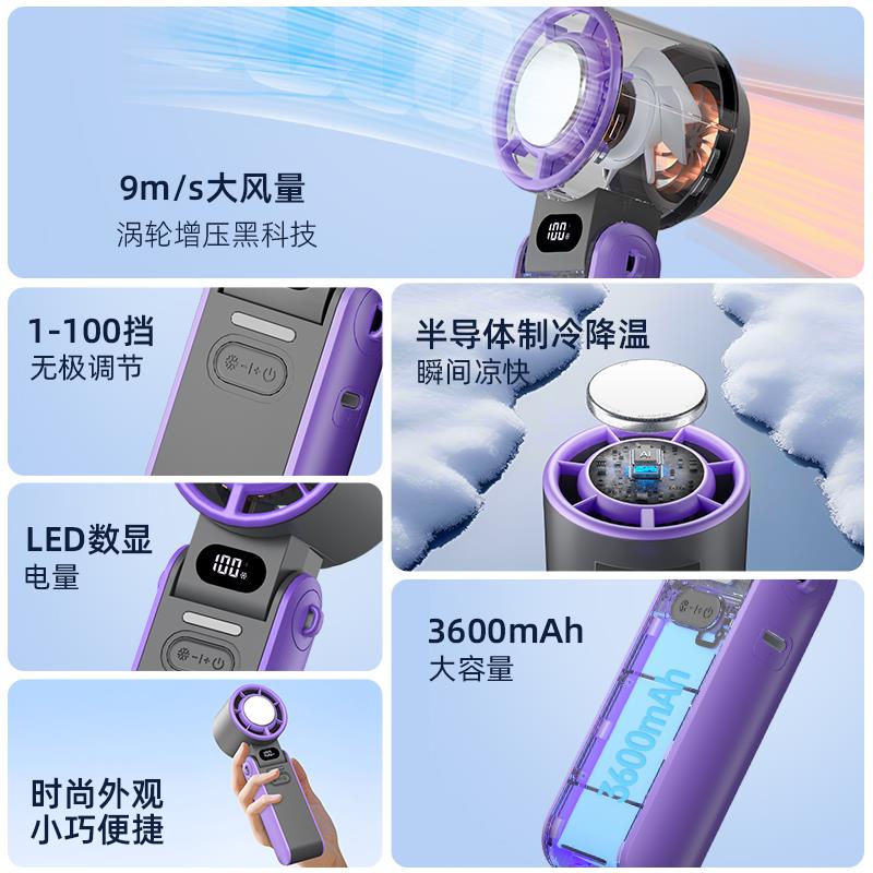 KINSCOTER 手持小风扇无叶制冷空调半导体冷风冰敷挂脖降温神器