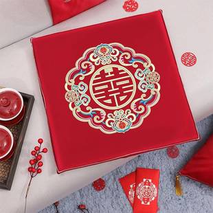 婚礼新娘改口跪拜婚庆用品 跪垫结婚喜字敬茶磕头坐福垫子一对中式