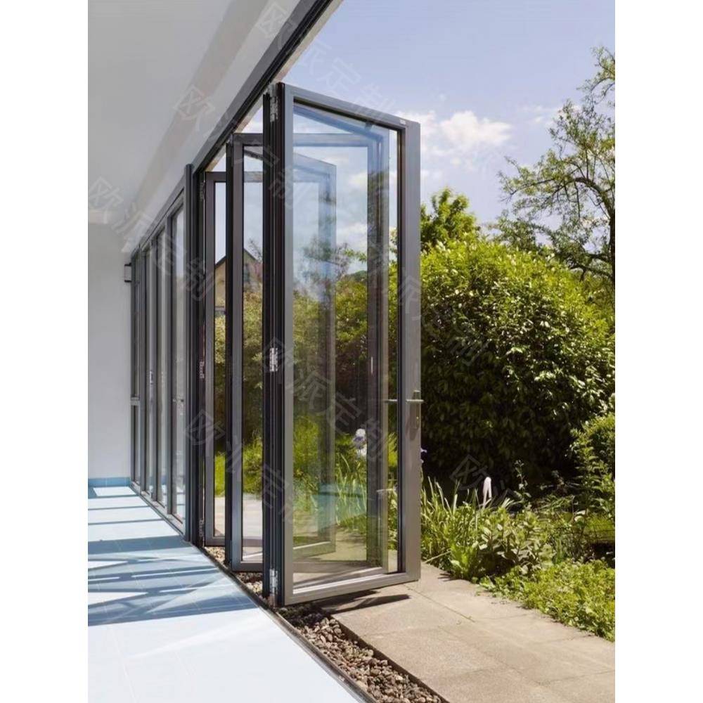 极窄无下轨折叠门吊轨阳台厨房洗车房商店铝合金玻璃推拉门隔断