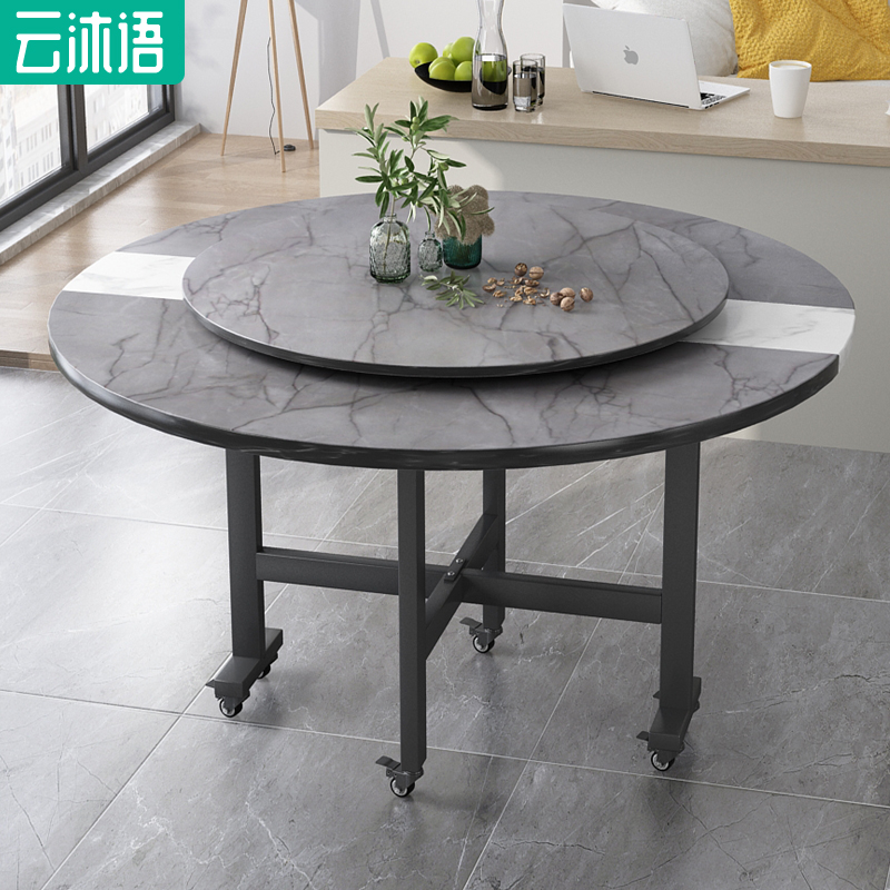 餐桌出租房用饭桌家用小户型简易折叠圆桌现代简约餐饮桌子经济型