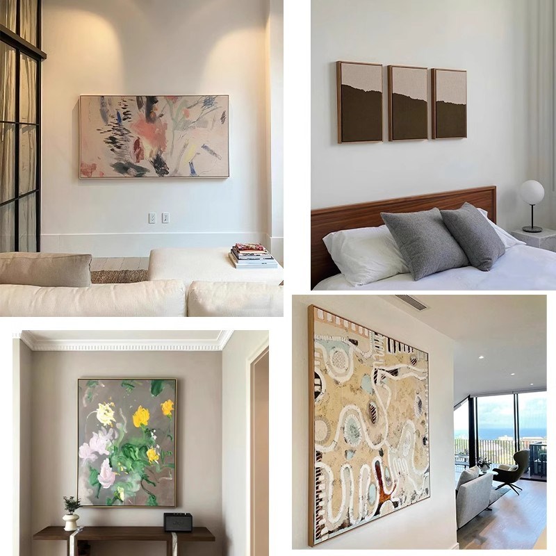 免装裱大尺寸油画框带画布丙烯肌理画定制打印装饰画窄边外框定做