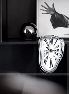 现代时尚直角扭曲时钟 9度扭曲时间书架挂钟桌面样板房扭曲钟