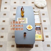 治木工坊白蜡木茶几现代客厅岩板实木茶桌长会客桌复古咖啡桌