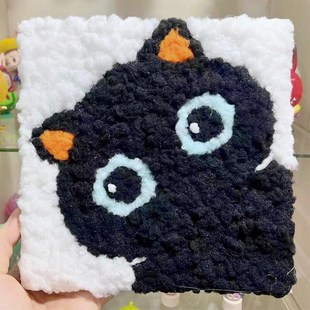 草莓熊毛球画di材料包绒球手工数字油画装饰打发时间的填充纸浆