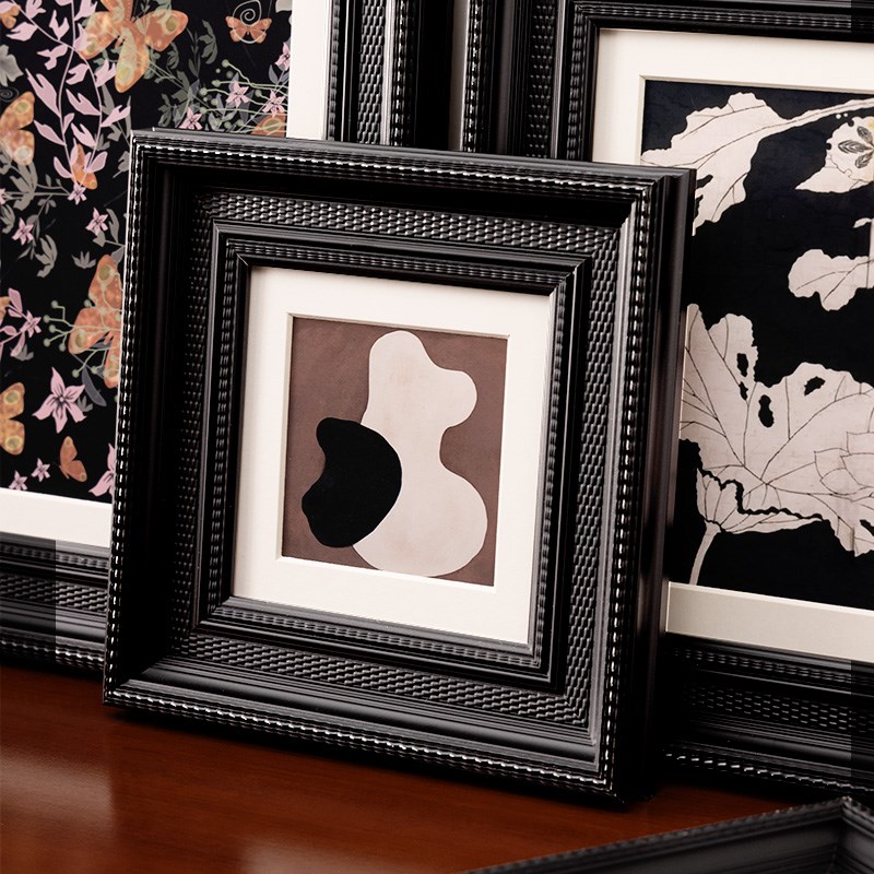 黑色正方形相框空框摆台木质高级感油画装饰画框挂墙外框diy定制