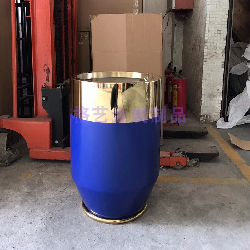 不锈钢花瓶 彩色花器落地花盆 双色花钵 金属花箱商业中心配饰