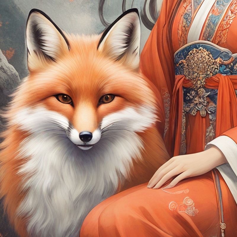 九尾狐画像挂画女狐娘娘男狐胡九霄家用供奉东北出马堂堂单卷轴画