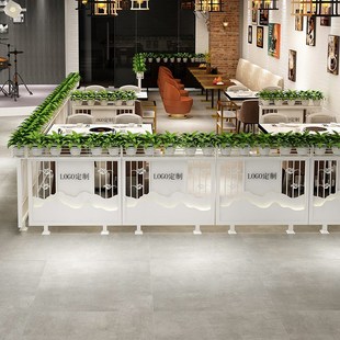 铁艺隔断矮墙围栏火锅店饭店过道半截卡座绿植槽架屏风栅栏