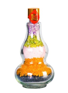 天然五色水晶碎石葫芦五行金木水火土办公家居客厅装饰品